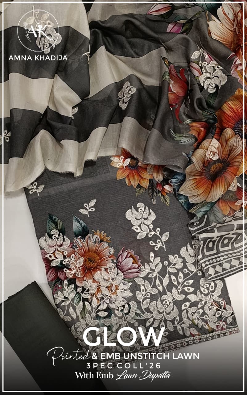 Glow Printed Emb Lawn