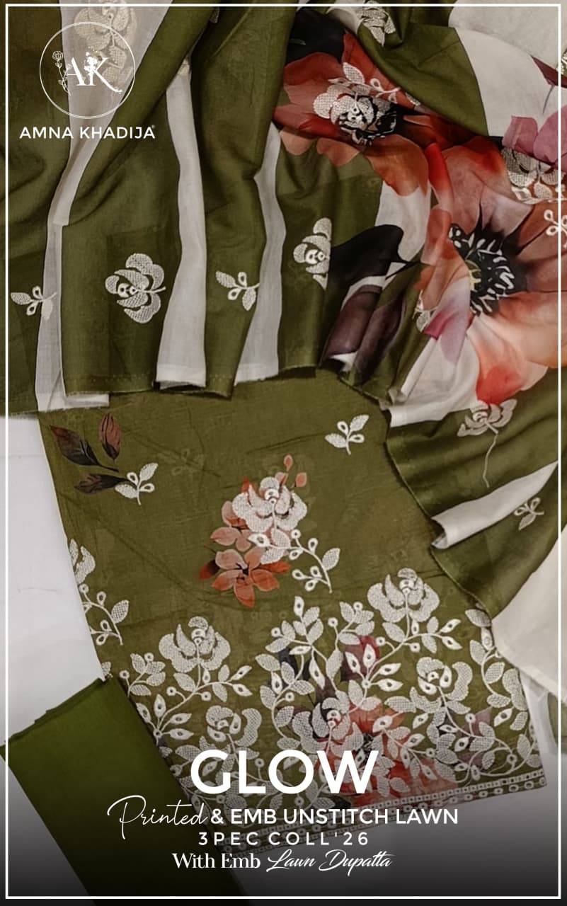 Glow Printed Emb Lawn
