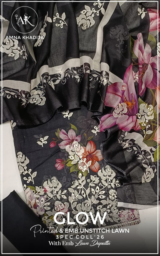 Glow Printed Emb Lawn
