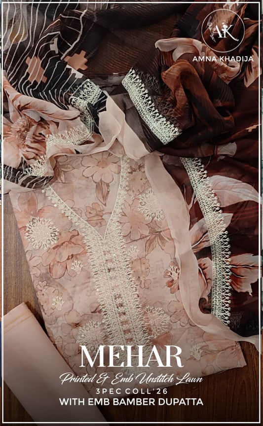 Printed lawn suits unstitched